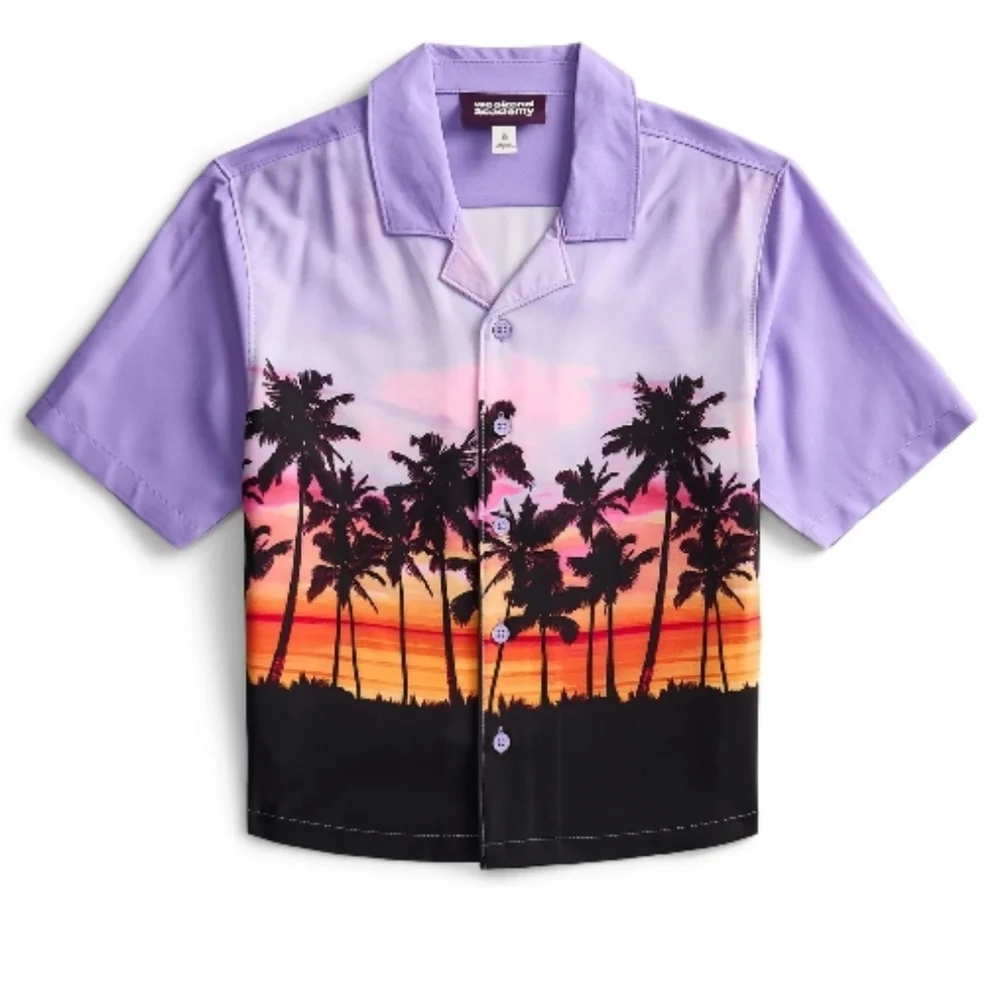 Weekend Academy Tropical Quick Dry Button Down Top Sz 10/12